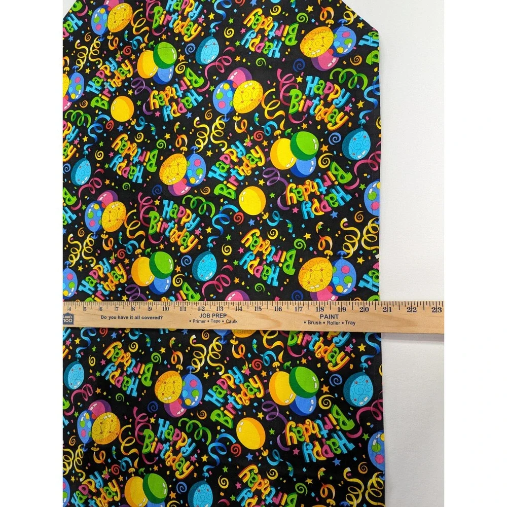 Happy Birthday Table Runner Black Balloon Streamer Print 62x21 Festive Decor